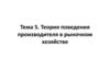 Теория поведения производителя в рыночном хозяйстве. Тема 5