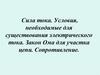 Сила тока. Условия, необходимые для существования электрического тока. Закон Ома для участка цепи. Сопротивление