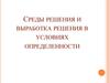 Среды решения и выработка решения в условиях определенности