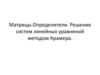 Матрицы. Определители. Решение систем линейных уравнений методом Крамера