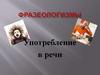 Фразеологизмы. Употребление в речи