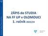 Zápis do studia na FF UP v Olomouci