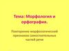 Морфология и орфография. Повторение морфологический признаков самостоятельных частей речи