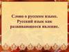 Слово о русском языке. Русский язык как развивающееся явление