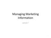 Marketing information and research  (lecture 7)