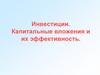 Инвестиции. Капитальные вложения и их эффективность