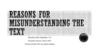 Reasons for misunderstanding the text