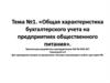 Общая характеристика бухгалтерского учета на предприятиях общественного питания  (тема № 1)