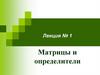 Матрицы и определители. Лекция № 1