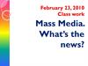 Mass media. What’s the news