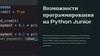 Возможности программирования на Python Junior