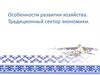Особенности развития хозяйства. Традиционный сектор экономики