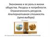 Экономика и ее роль в жизни общества. Ресурсы и потребности. Ограниченность ресурсов. Альтернативная стоимость (цена выбора)