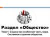 Социум как особенная часть мира. Системное строение общества
