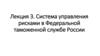 Система управления рисками в Федеральной таможенной службе России. Лекция 3