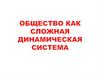 Общество как сложная динамическая система