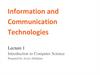 Information and Communication Technologies. Lecture 1