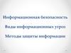 Информационная безопасность. Виды информационных угроз. Методы защиты информации
